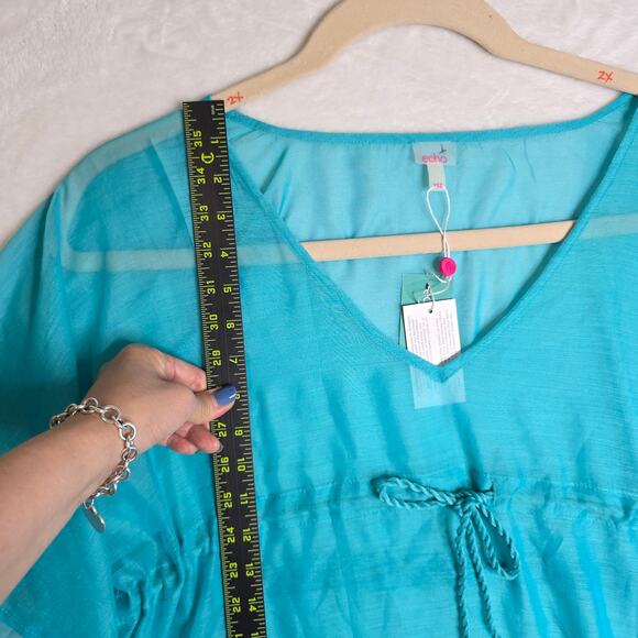 ECho Design NWT OneSize TURQUOISE blue Swimcover. Sheer. Delicate. Sexy. Classy - Picture 9 of 15